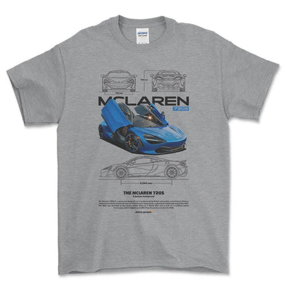 McLaren 720S - Unisex T-Shirt , Bomuld-Beklædning-McLaren-Grå Sport-S-Forside-Garage Culture Shop- garage - man cave - merchandise