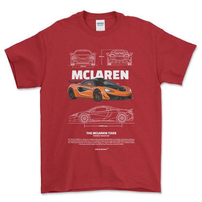 McLaren 720S - Unisex T-Shirt , Bomuld-Beklædning-McLaren-Rød-S-Forside-Garage Culture Shop- garage - man cave - merchandise