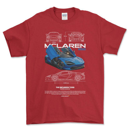 McLaren 720S - Unisex T-Shirt , Bomuld-Beklædning-McLaren-Rød-S-Forside-Garage Culture Shop- garage - man cave - merchandise