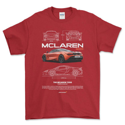 McLaren 720S - Unisex T-Shirt , Bomuld-Beklædning-McLaren-Rød-S-Forside-Garage Culture Shop- garage - man cave - merchandise