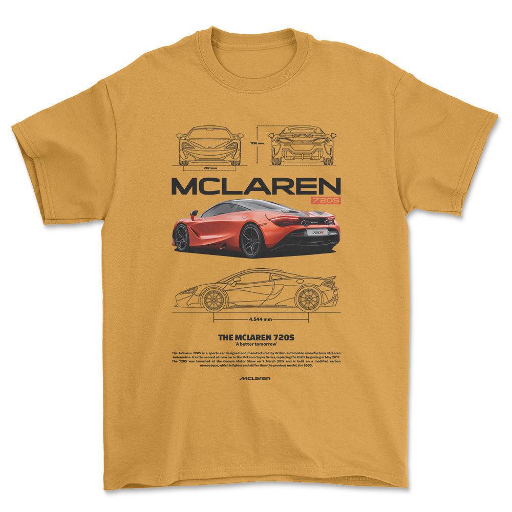 McLaren 720S - Unisex T-Shirt , Bomuld-Beklædning-McLaren-Guld-S-Forside-Garage Culture Shop- garage - man cave - merchandise