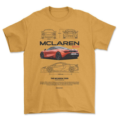 McLaren 720S - Unisex T-Shirt , Bomuld-Beklædning-McLaren-Guld-S-Forside-Garage Culture Shop- garage - man cave - merchandise