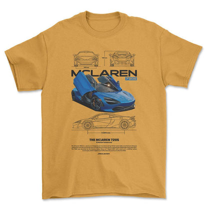McLaren 720S - Unisex T-Shirt , Bomuld-Beklædning-McLaren-Guld-S-Forside-Garage Culture Shop- garage - man cave - merchandise