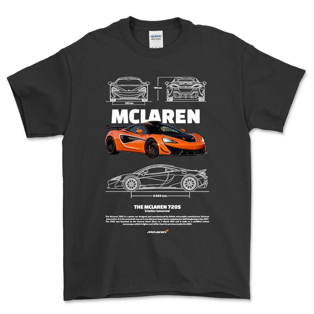 McLaren 720S - Unisex T-Shirt , Bomuld-Beklædning-McLaren-Sort-S-Forside-Garage Culture Shop- garage - man cave - merchandise