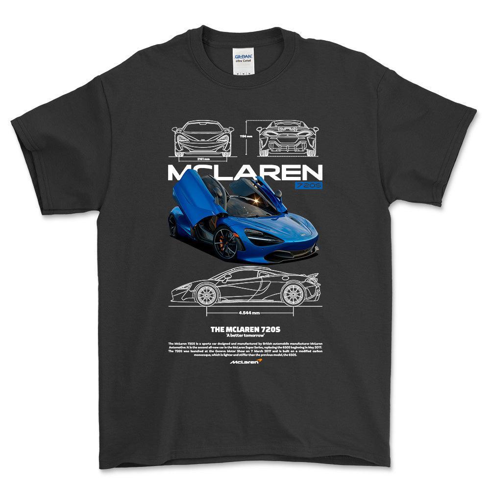McLaren 720S - Unisex T-Shirt , Bomuld-Beklædning-McLaren-Sort-S-Forside-Garage Culture Shop- garage - man cave - merchandise
