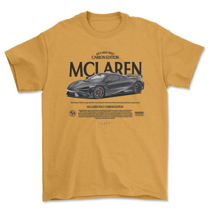 McLaren 765LT - Unisex T-Shirt , Bomuld-Beklædning-McLaren-Guld-S-Forside-Garage Culture Shop- garage - man cave - merchandise