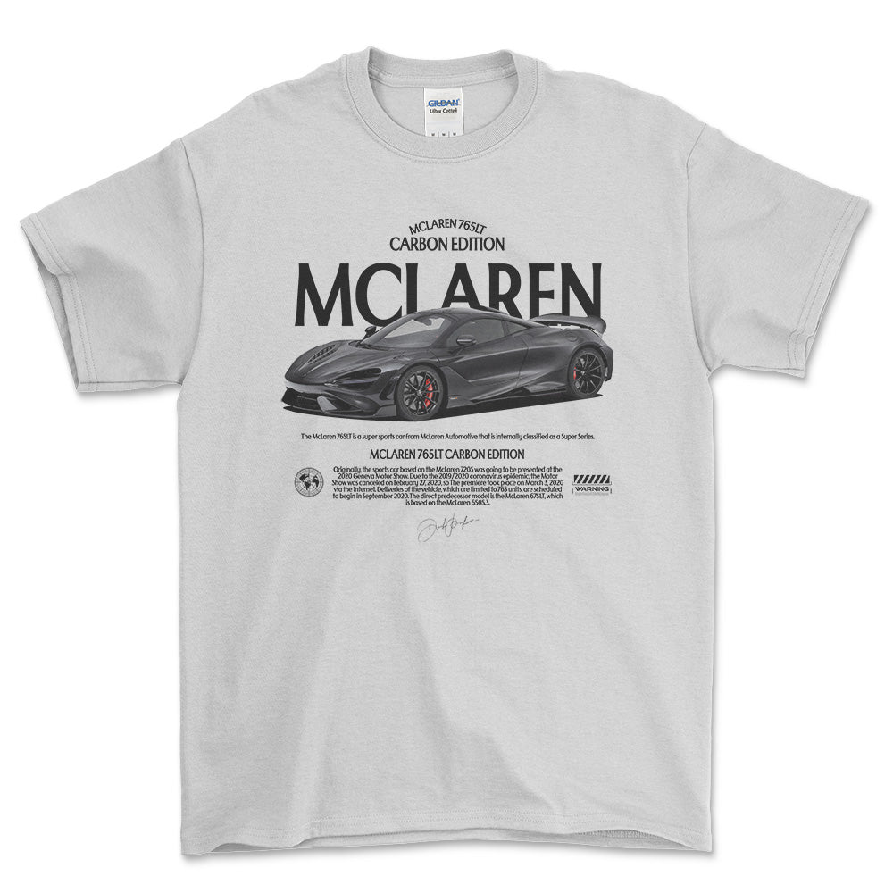 McLaren 765LT - Unisex T-Shirt , Bomuld-Beklædning-McLaren-Hvid-S-Forside-Garage Culture Shop- garage - man cave - merchandise