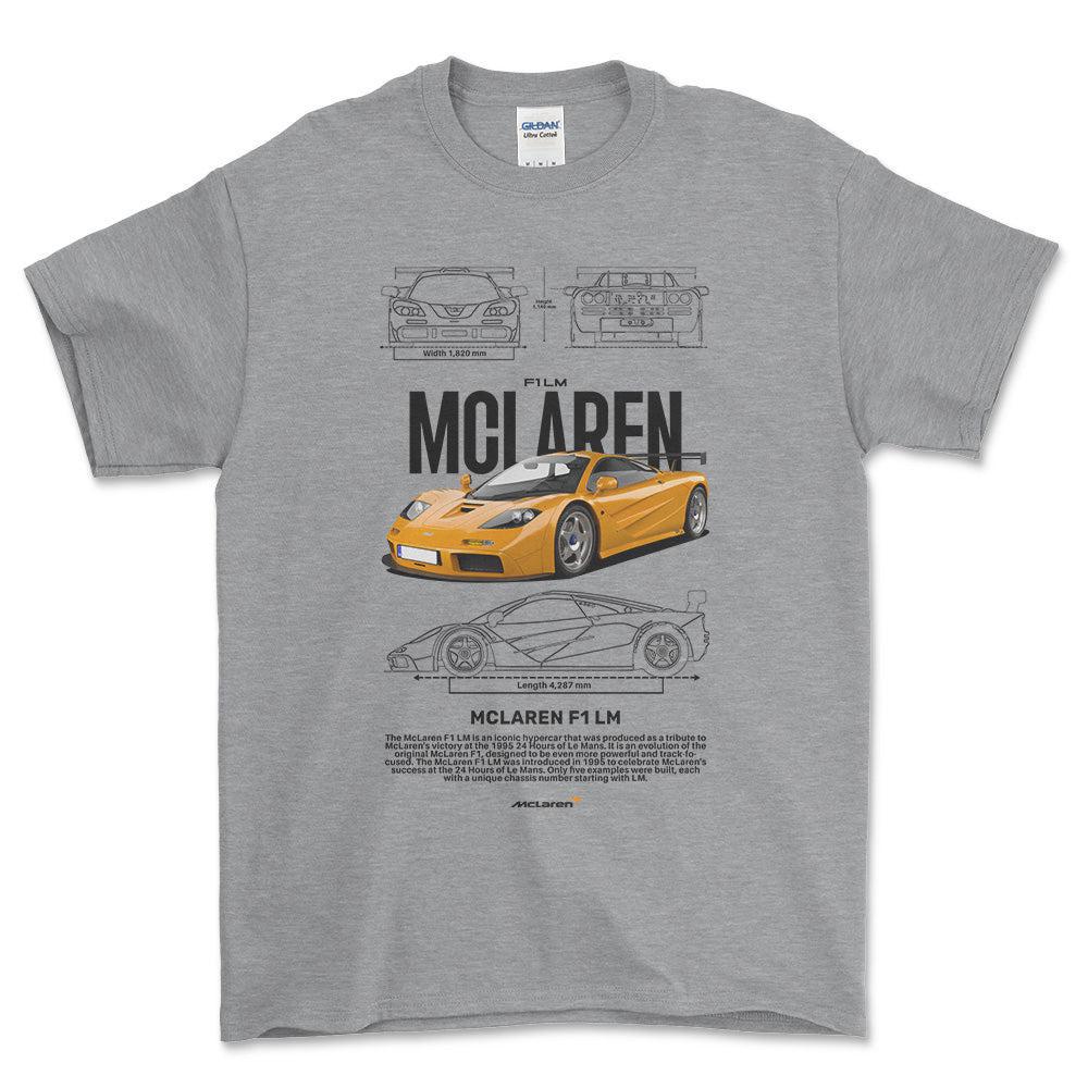McLaren F1 LM - Unisex T-Shirt , Bomuld-Beklædning-McLaren-Grå Sport-S-Forside-Garage Culture Shop- garage - man cave - merchandise