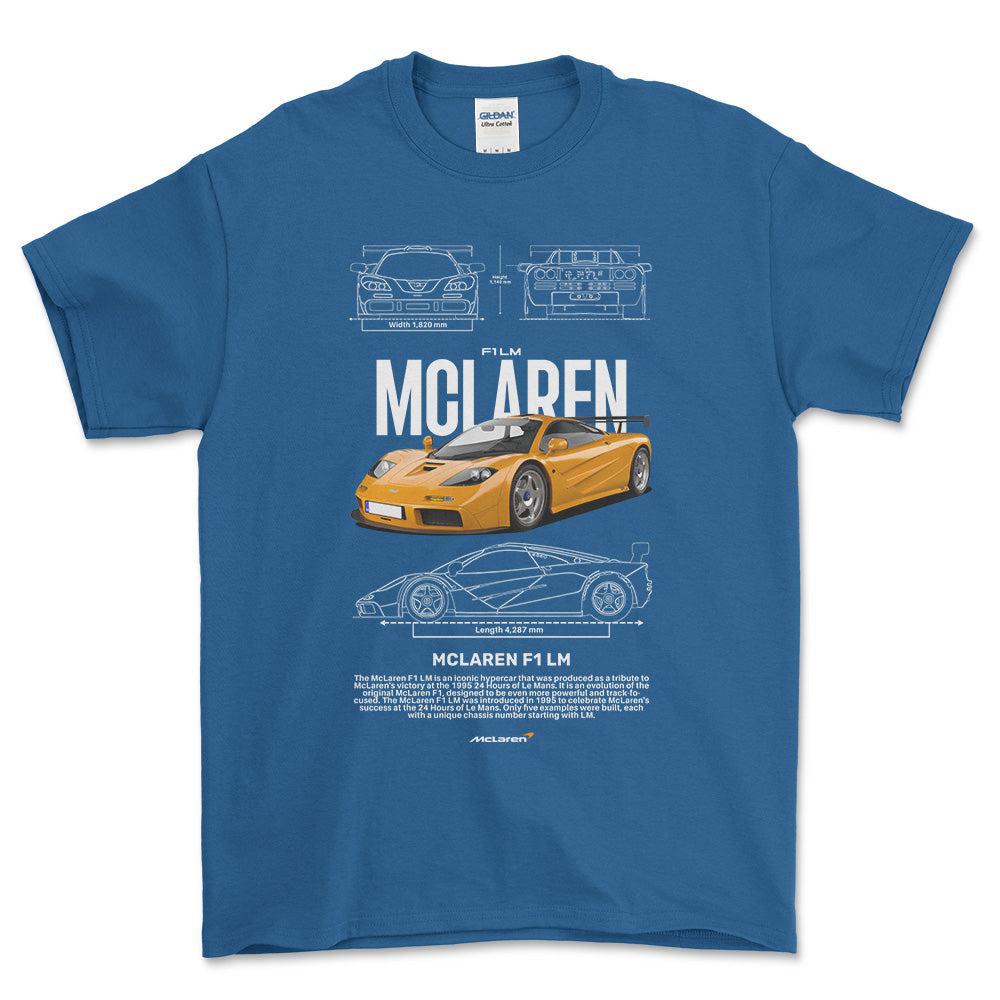 McLaren F1 LM - Unisex T-Shirt , Bomuld-Beklædning-McLaren-Blå Royal-S-Forside-Garage Culture Shop- garage - man cave - merchandise