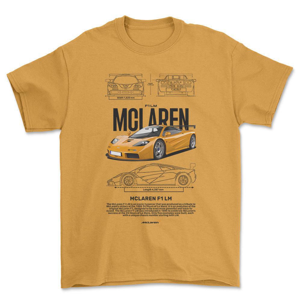 McLaren F1 LM - Unisex T-Shirt , Bomuld-Beklædning-McLaren-Guld-S-Forside-Garage Culture Shop- garage - man cave - merchandise