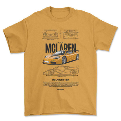 McLaren F1 LM - Unisex T-Shirt , Bomuld-Beklædning-McLaren-Guld-S-Forside-Garage Culture Shop- garage - man cave - merchandise