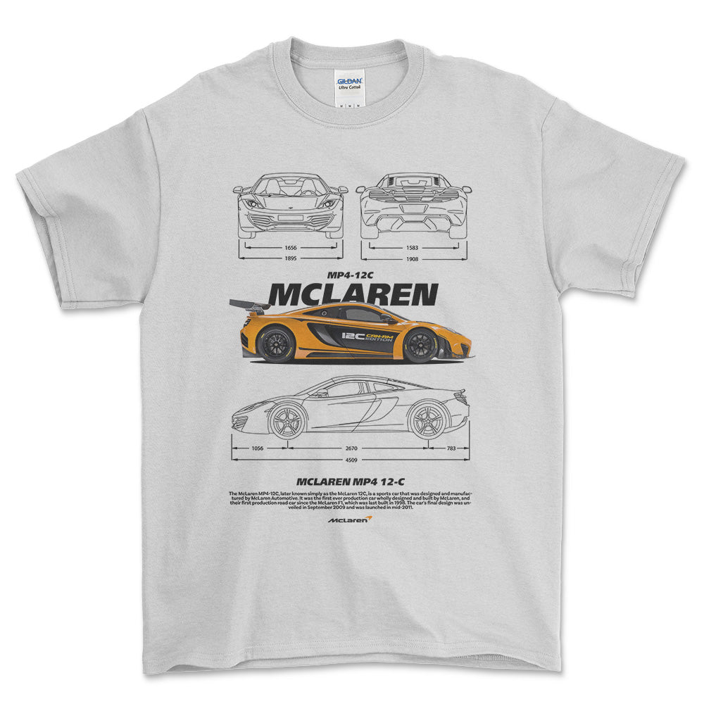 McLaren MP4 - Unisex T-Shirt , Bomuld-Beklædning-McLaren-Hvid-S-Forside-Garage Culture Shop- garage - man cave - merchandise