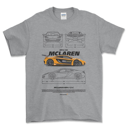 McLaren MP4 - Unisex T-Shirt , Bomuld-Beklædning-McLaren-Grå Sport-S-Forside-Garage Culture Shop- garage - man cave - merchandise