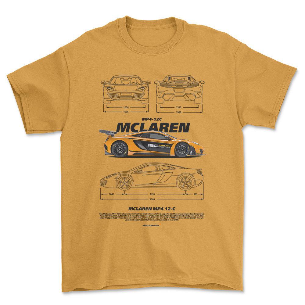McLaren MP4 - Unisex T-Shirt , Bomuld-Beklædning-McLaren-Guld-S-Forside-Garage Culture Shop- garage - man cave - merchandise