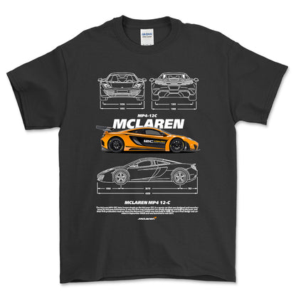 McLaren MP4 - Unisex T-Shirt , Bomuld-Beklædning-McLaren-Sort-S-Forside-Garage Culture Shop- garage - man cave - merchandise