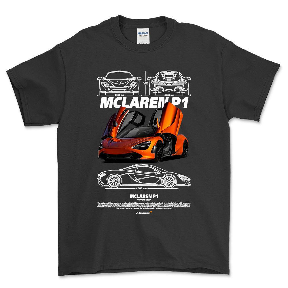 McLaren P1 - Unisex T-Shirt , Bomuld-Beklædning-McLaren-Sort-S-Forside-Garage Culture Shop- garage - man cave - merchandise