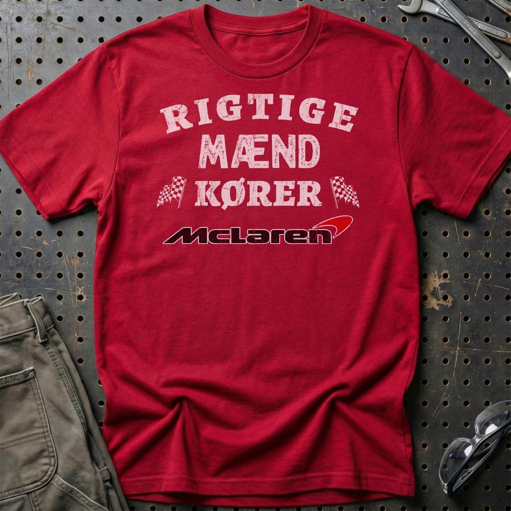 McLaren Rigtige Mænd Kører T-Shirt-Beklædning-McLaren-Rød-S-Garage Culture Shop- garage - man cave - merchandise