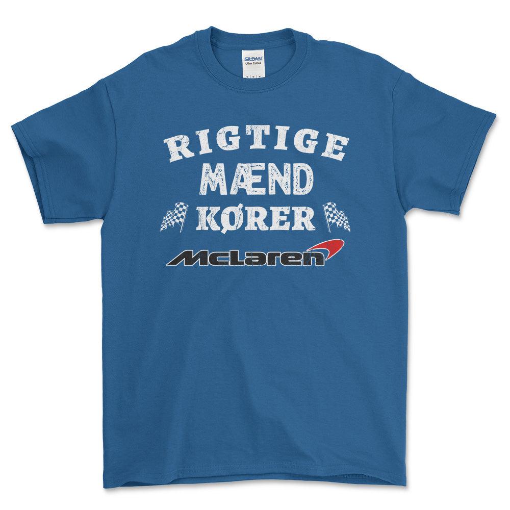 McLaren Rigtige Mænd Kører - Unisex T-Shirt , Bomuld-Beklædning-McLaren-Blå Royal-S-Forside-Garage Culture Shop- garage - man cave - merchandise