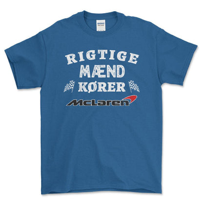 McLaren Rigtige Mænd Kører - Unisex T-Shirt , Bomuld-Beklædning-McLaren-Blå Royal-S-Forside-Garage Culture Shop- garage - man cave - merchandise