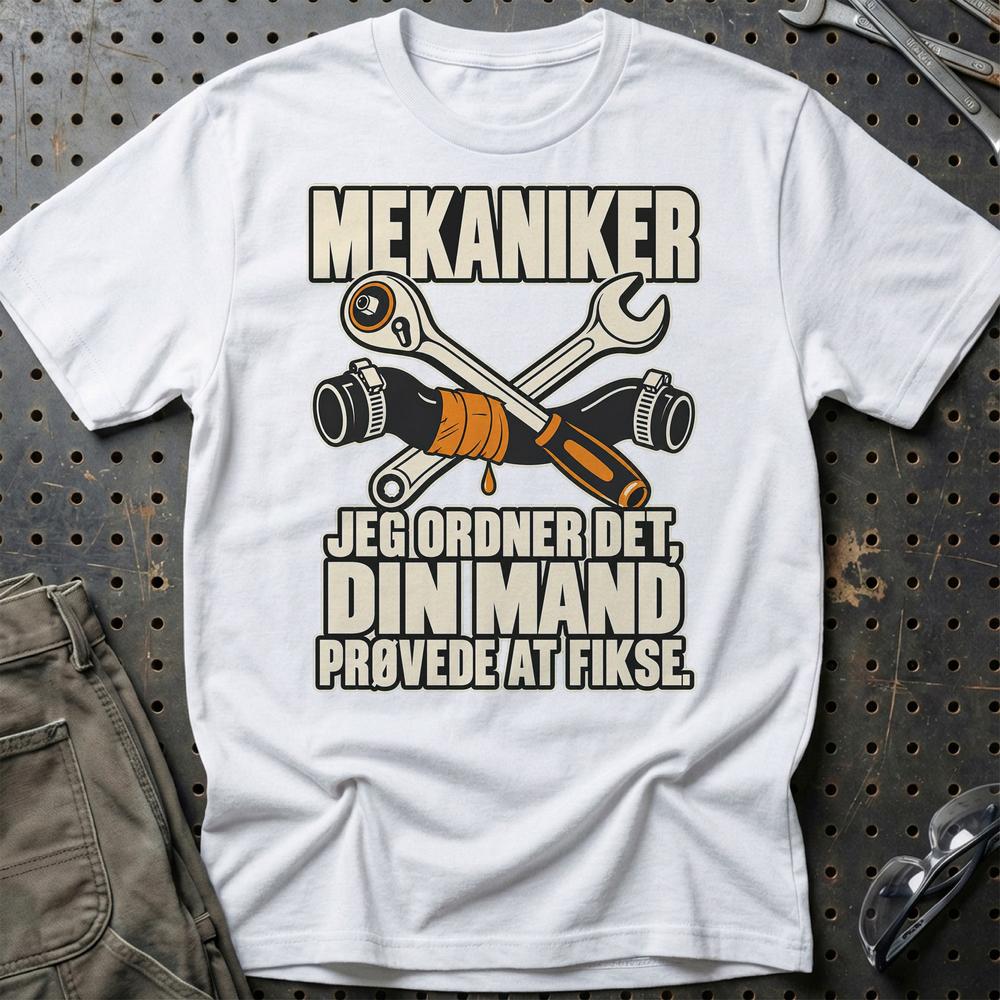 
Produktbillede af Mekaniker – Jeg Ordner Det, Din Mand Prøvede At Fikse T-Shirt