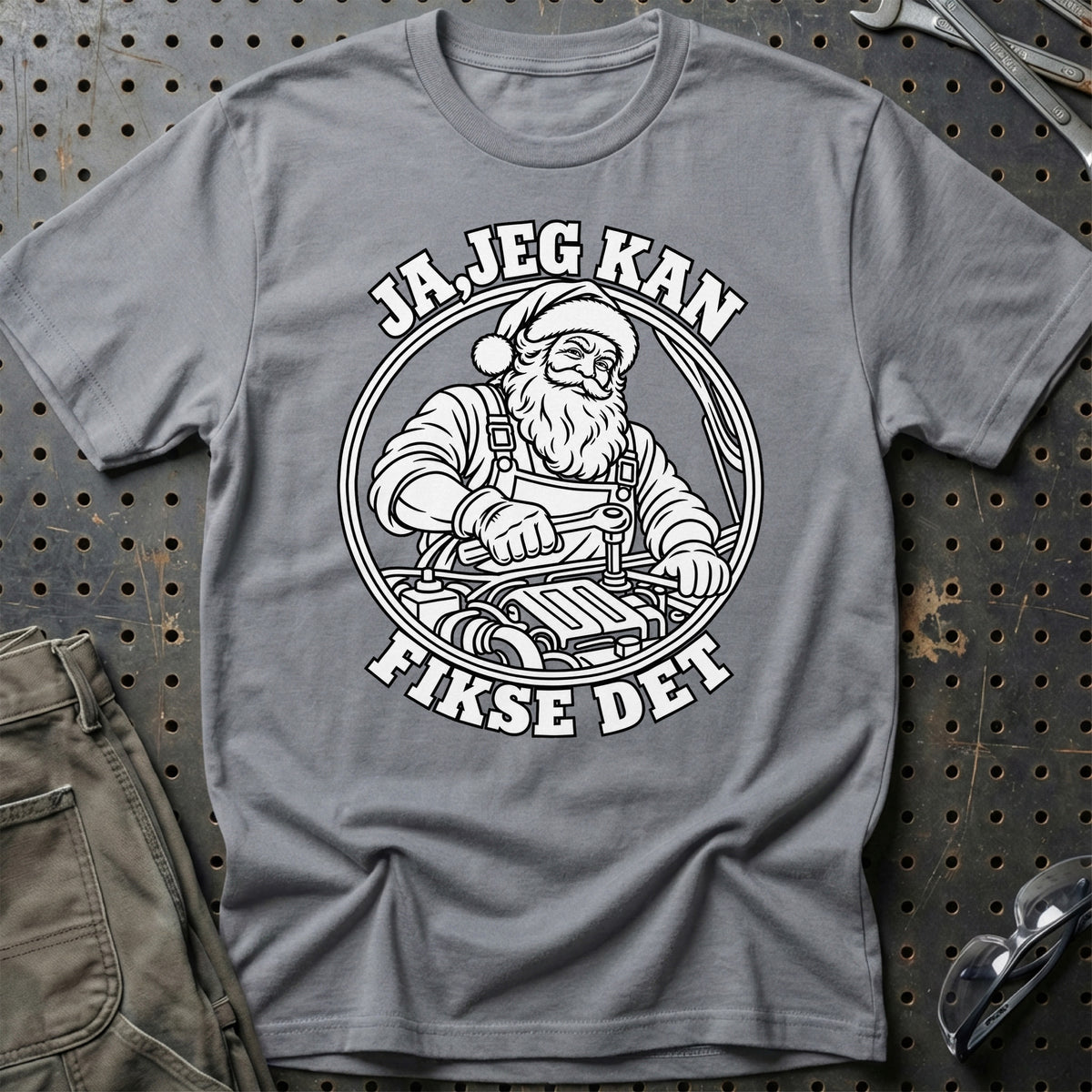 
Mekaniker – Santa Kan Det – Jul T-Shirt – Grå Sport