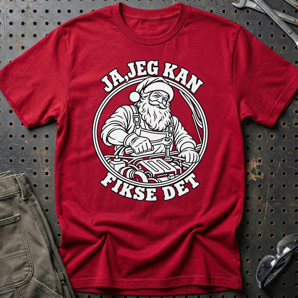 
Mekaniker – Santa Kan Det – Jul T-Shirt – Rød