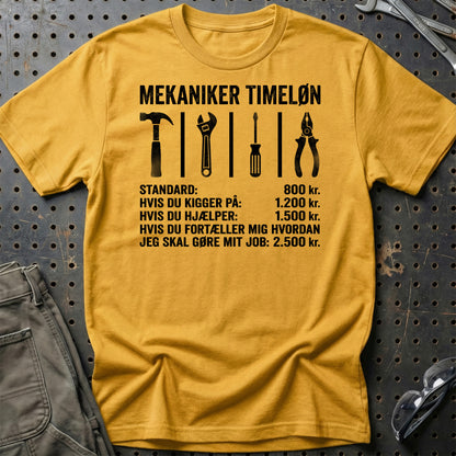 Mekaniker Timeløn - Unisex T-Shirt , Bomuld-Beklædning-Garage Culture-Grøn Militær-S-Garage Culture Shop- garage - man cave - merchandise
