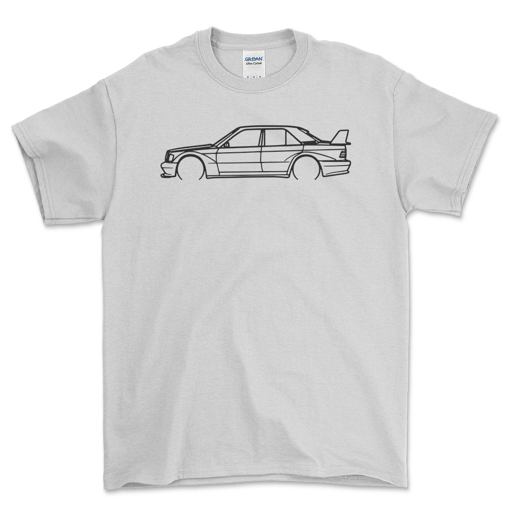 Mercedes 190E Outline - Unisex T-Shirt , Bomuld-Beklædning-Mercedes-Hvid-S-Garage Culture Shop- garage - man cave - merchandise