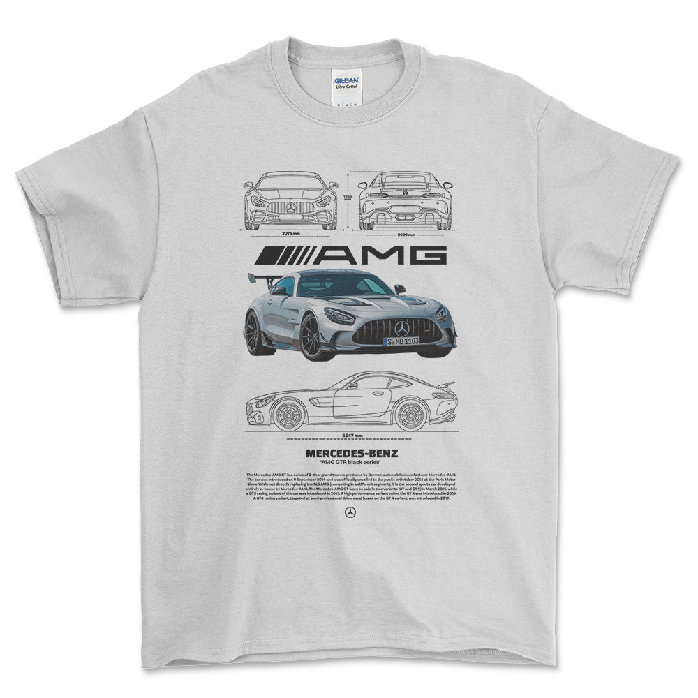 Mercedes AMG GT R - Unisex T-Shirt , Bomuld-Beklædning-Mercedes-Hvid-S-Forside-Garage Culture Shop- garage - man cave - merchandise