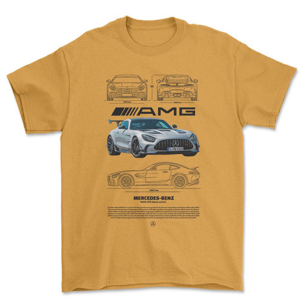 Mercedes AMG GT R - Unisex T-Shirt , Bomuld-Beklædning-Mercedes-Guld-S-Forside-Garage Culture Shop- garage - man cave - merchandise