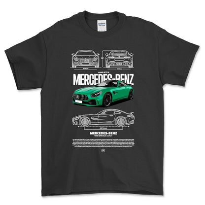 Mercedes AMG GT R - Unisex T-Shirt , Bomuld-Beklædning-Mercedes-Sort-S-Forside-Garage Culture Shop- garage - man cave - merchandise