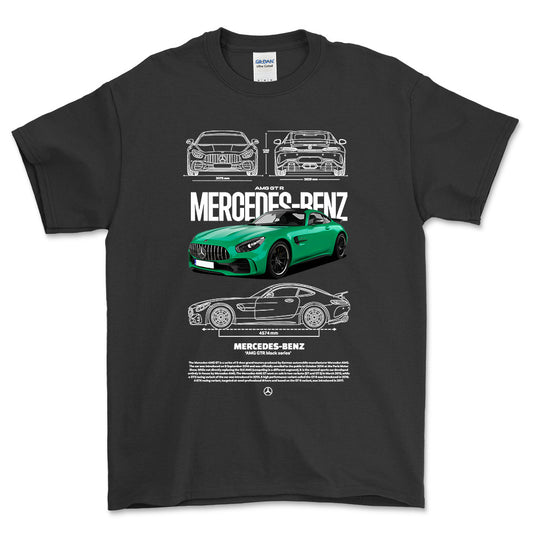 Mercedes AMG GT R - Unisex T-Shirt , Bomuld-Beklædning-Mercedes-Sort-S-Forside-Garage Culture Shop- garage - man cave - merchandise