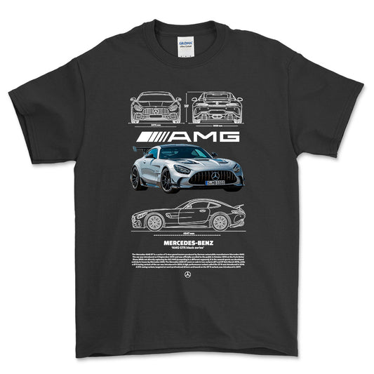 Mercedes AMG GT R - Unisex T-Shirt , Bomuld-Beklædning-Mercedes-Sort-S-Forside-Garage Culture Shop- garage - man cave - merchandise