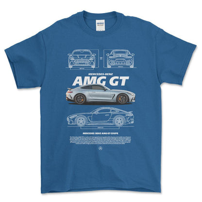 Mercedes AMG GT - Unisex T-Shirt , Bomuld-Beklædning-Mercedes-Blå Royal-S-Forside-Garage Culture Shop- garage - man cave - merchandise