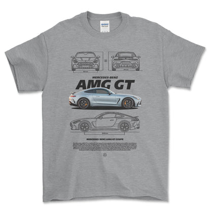 Mercedes AMG GT - Unisex T-Shirt , Bomuld-Beklædning-Mercedes-Grå Sport-S-Forside-Garage Culture Shop- garage - man cave - merchandise