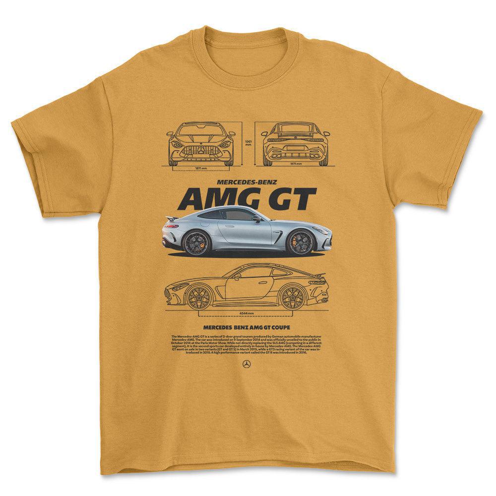 Mercedes AMG GT - Unisex T-Shirt , Bomuld-Beklædning-Mercedes-Guld-S-Forside-Garage Culture Shop- garage - man cave - merchandise