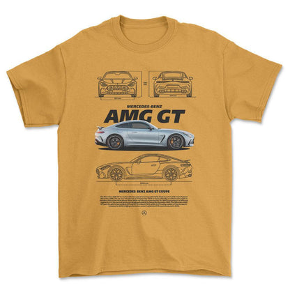 Mercedes AMG GT - Unisex T-Shirt , Bomuld-Beklædning-Mercedes-Guld-S-Forside-Garage Culture Shop- garage - man cave - merchandise