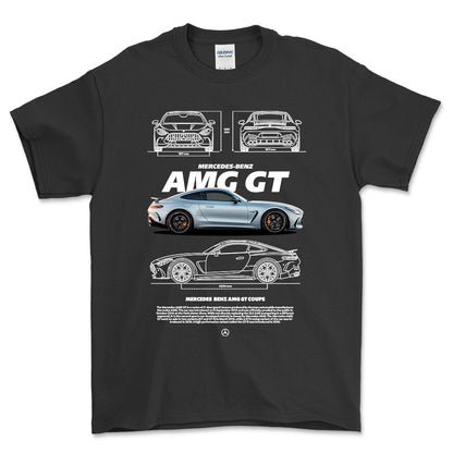 Mercedes AMG GT - Unisex T-Shirt , Bomuld-Beklædning-Mercedes-Sort-S-Forside-Garage Culture Shop- garage - man cave - merchandise