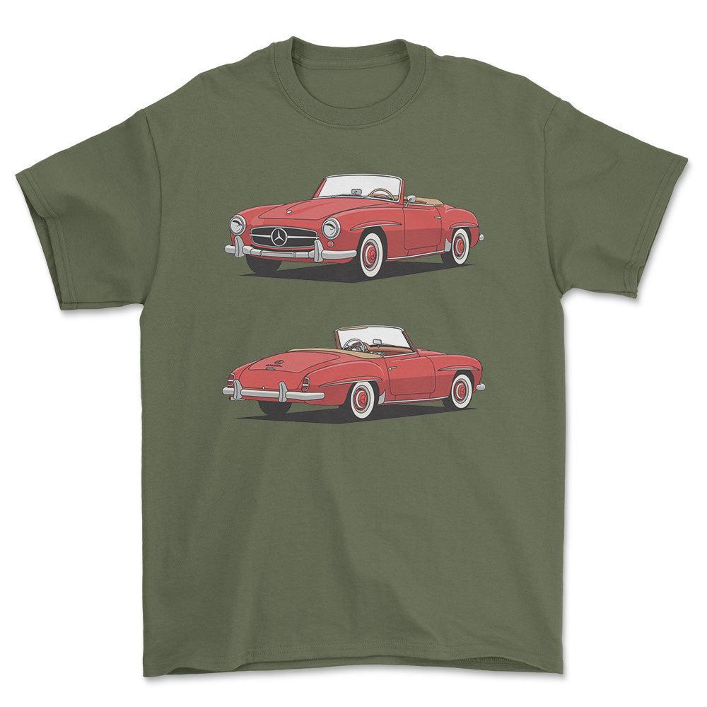Mercedes-Benz 190 S 1959 T-Shirt-Beklædning-Mercedes-Grøn Militær-S-Garage Culture Shop- garage - man cave - merchandise