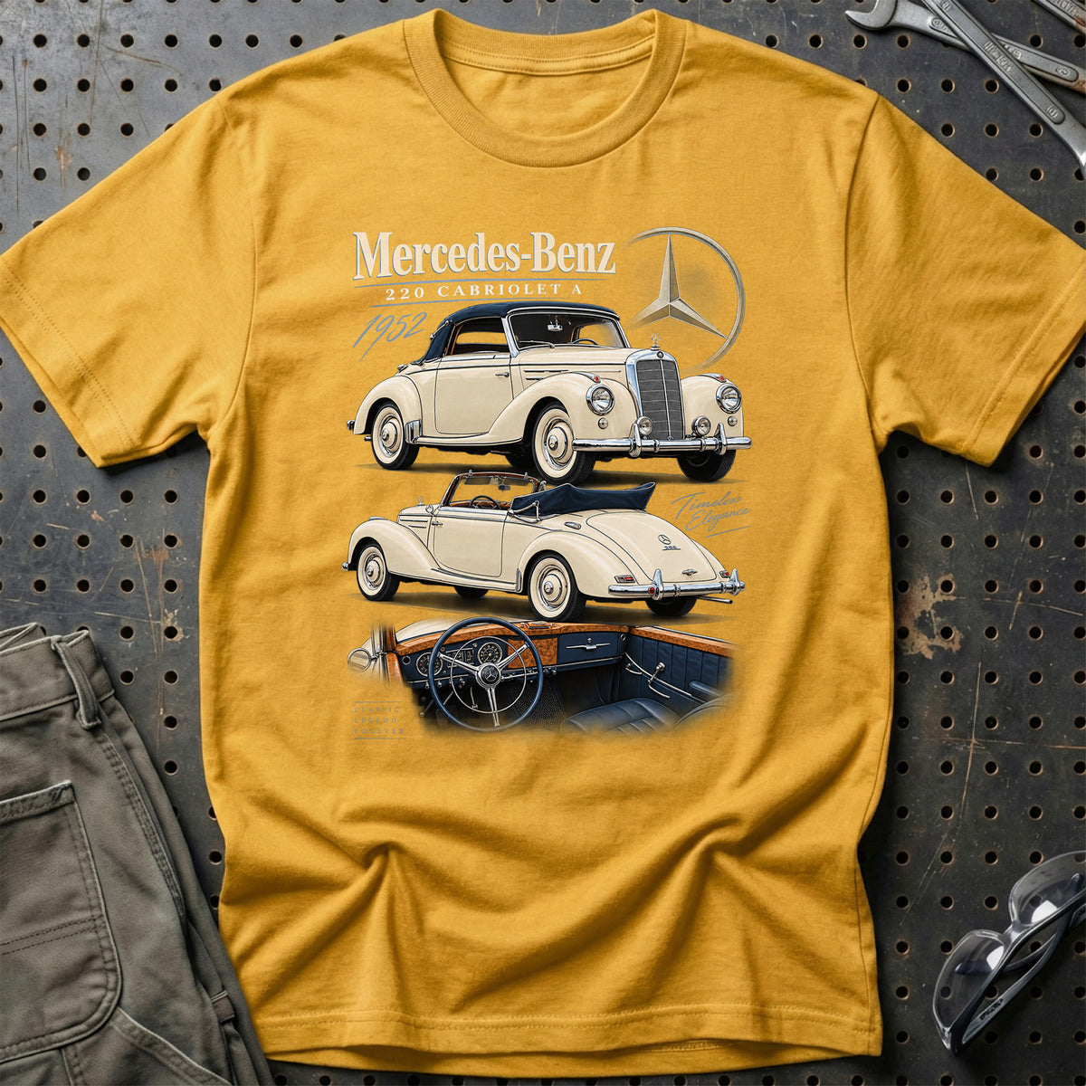 
Mercedes-Benz 220 Cabriolet A 1952 T-Shirt – Guld