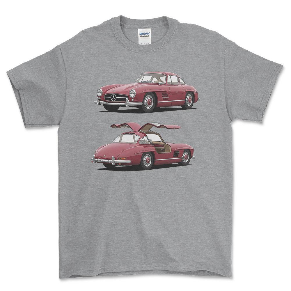 Mercedes-Benz 300 SL Gullwing Coupé 1955 T-Shirt-Beklædning-Mercedes-Grå Sport-S-Garage Culture Shop- garage - man cave - merchandise