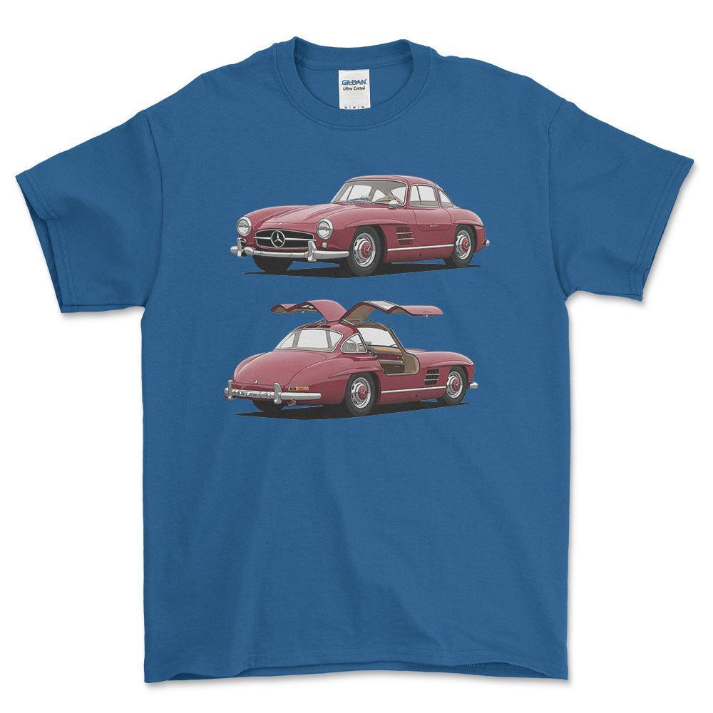 Mercedes-Benz 300 SL Gullwing Coupé 1955 T-Shirt-Beklædning-Mercedes-Blå Royal-S-Garage Culture Shop- garage - man cave - merchandise