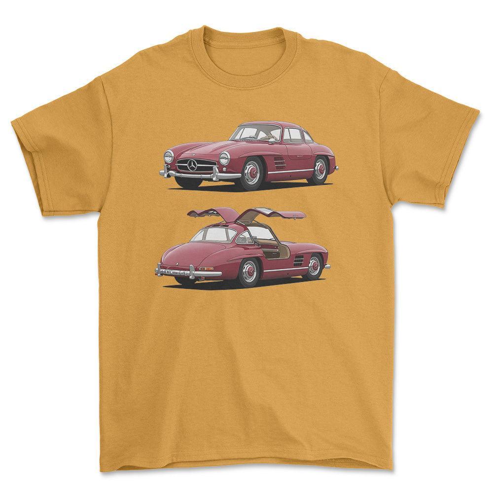 Mercedes-Benz 300 SL Gullwing Coupé 1955 T-Shirt-Beklædning-Mercedes-Guld-S-Garage Culture Shop- garage - man cave - merchandise