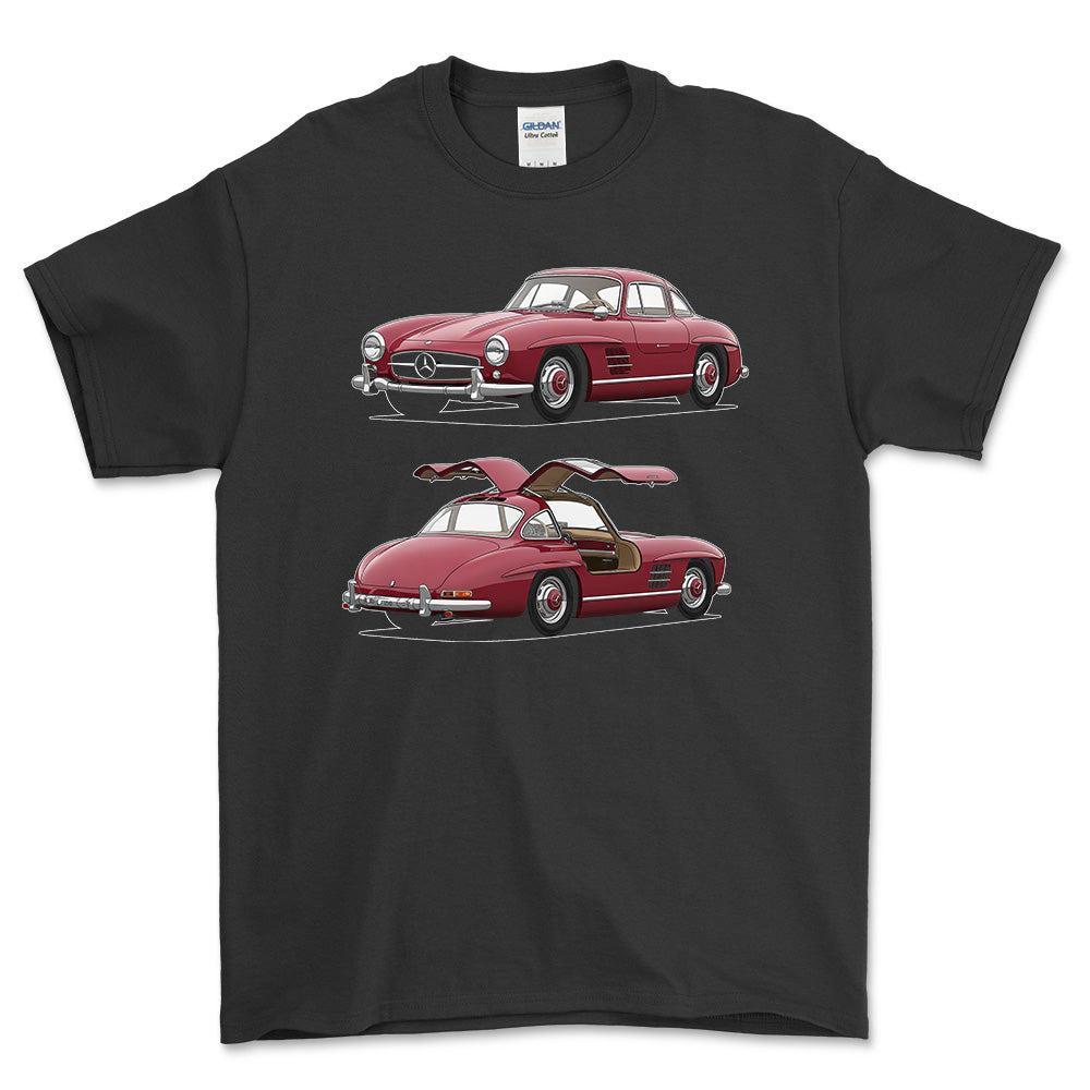 Mercedes-Benz 300 SL Gullwing Coupé 1955 T-Shirt-Beklædning-Mercedes-Sort-S-Garage Culture Shop- garage - man cave - merchandise