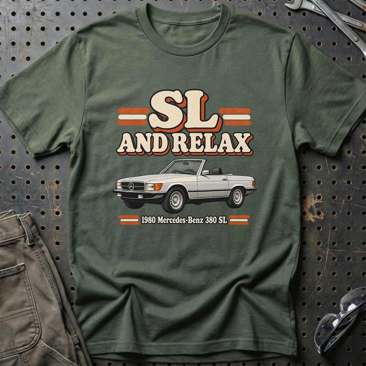 
Mercedes-Benz 380 SL 1980 – SL and Relax T-Shirt – Grøn Militær