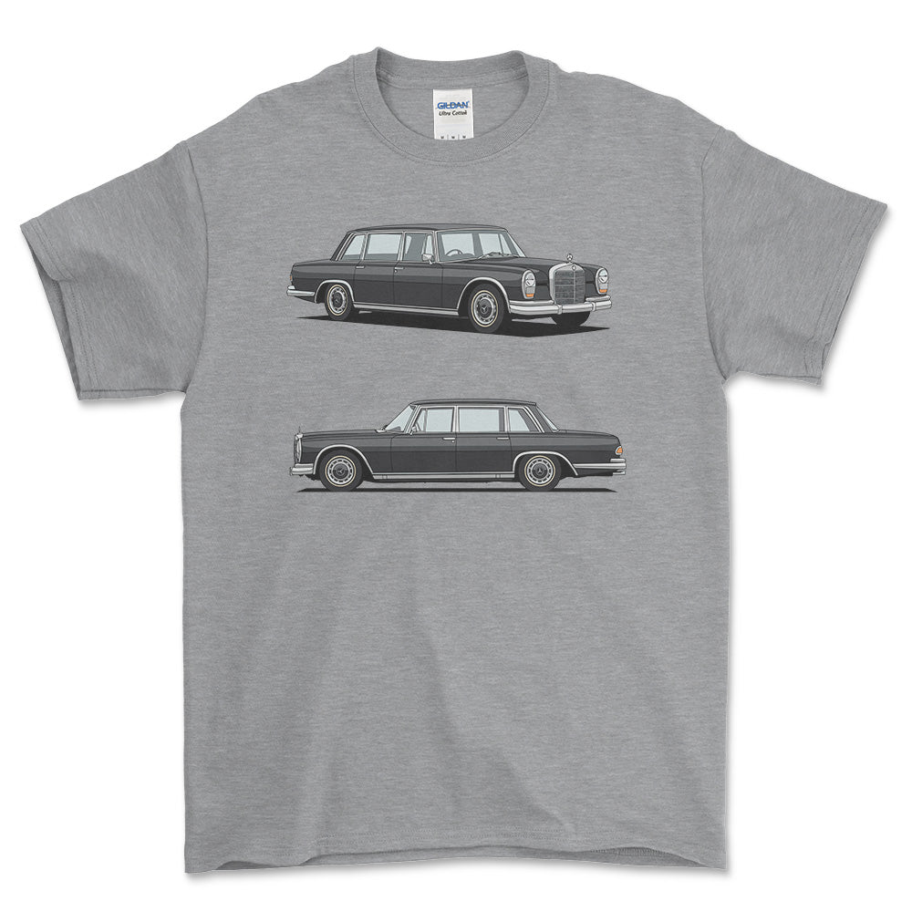 Mercedes-Benz 600 Saloon 1970 T-Shirt-Beklædning-Mercedes-Grå Sport-S-Garage Culture Shop- garage - man cave - merchandise