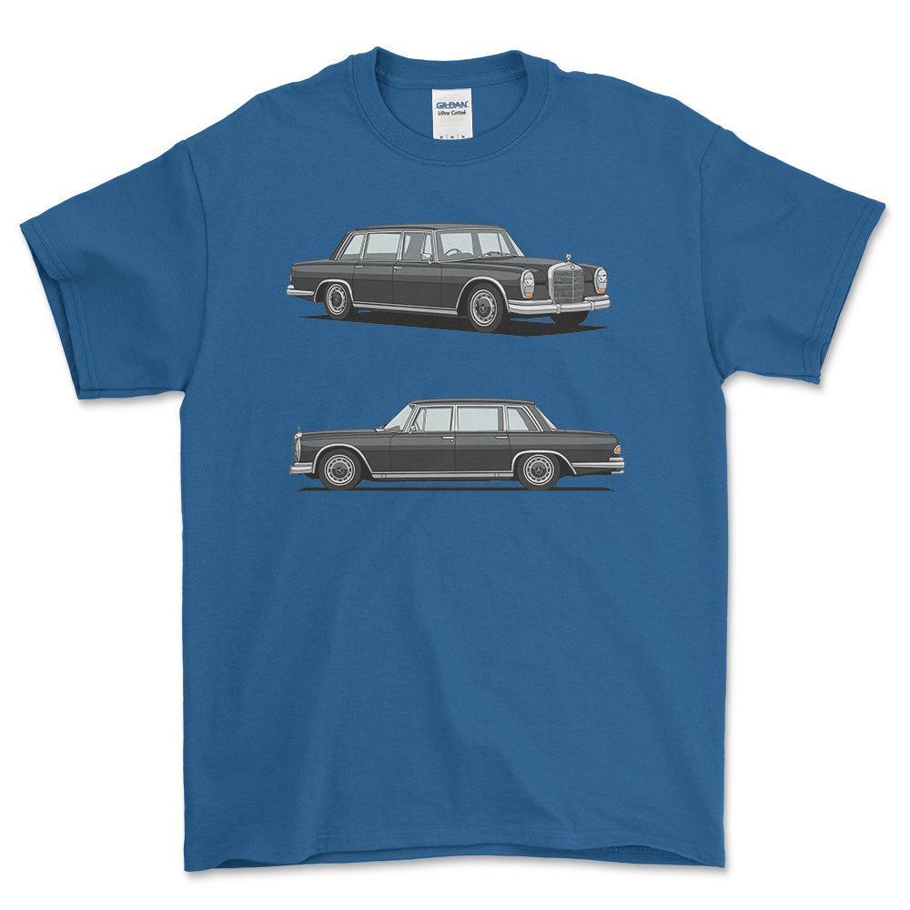 Mercedes-Benz 600 Saloon 1970 T-Shirt-Beklædning-Mercedes-Blå Royal-S-Garage Culture Shop- garage - man cave - merchandise