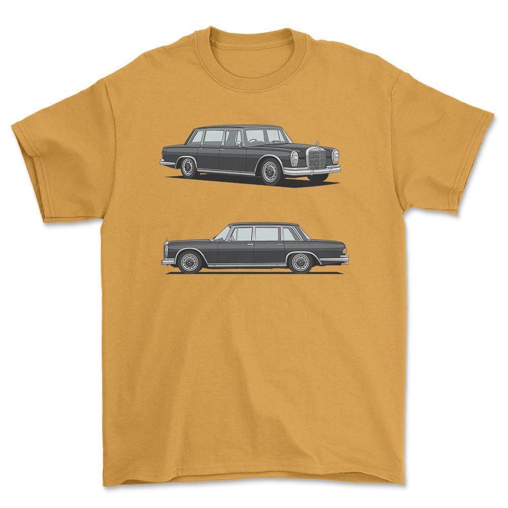 Mercedes-Benz 600 Saloon 1970 T-Shirt-Beklædning-Mercedes-Guld-S-Garage Culture Shop- garage - man cave - merchandise
