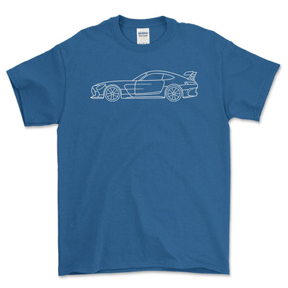 Mercedes Benz AMG GT Black Series Outline - Unisex T-Shirt , Bomuld-Beklædning-Mercedes-Blå Royal-S-Forside-Garage Culture Shop- garage - man cave - merchandise