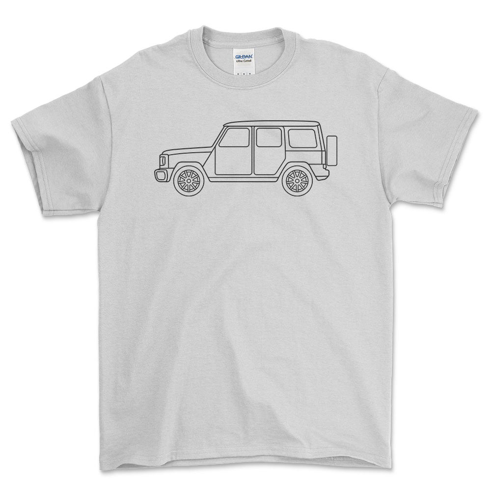 Mercedes Benz G Class Outline T-Shirt-Beklædning-Mercedes-Hvid-S-Garage Culture Shop- garage - man cave - merchandise